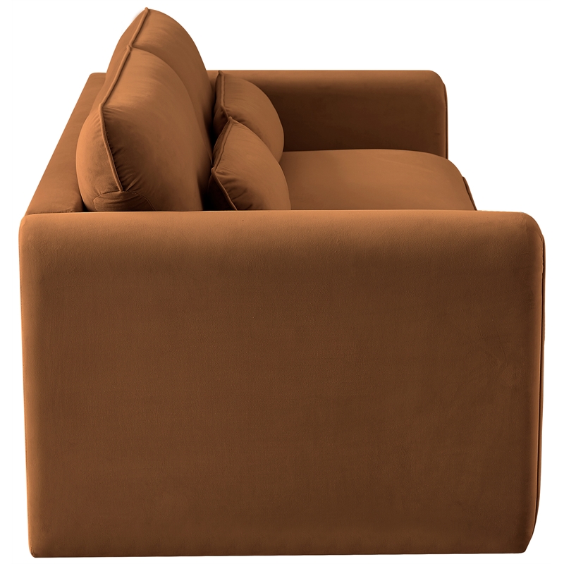 Bowery Hill Contemporary Soft Saddle Velvet Fabric Sofa with Curved Arms