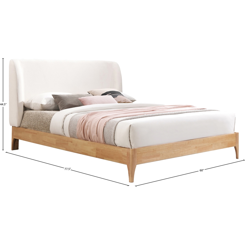 Bowery Hill Contemporary Soft Cream Fabric Full Fully Slatted Bed