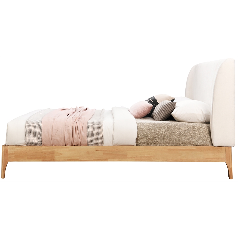 Bowery Hill Contemporary Soft Cream Fabric Full Fully Slatted Bed