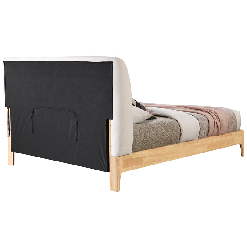 Bowery Hill Contemporary Soft Cream Fabric Full Fully Slatted Bed