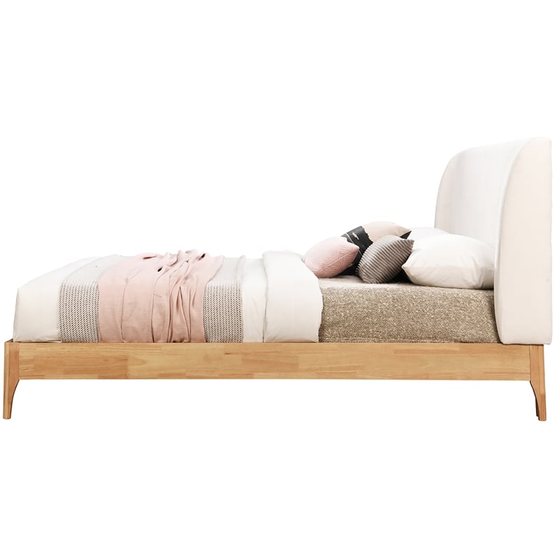 Bowery Hill Contemporary Soft Cream Fabric King Fully Slatted Bed