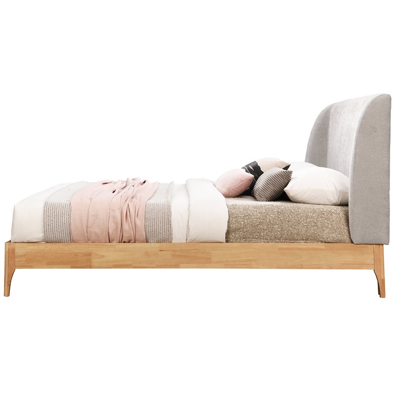 Bowery Hill Contemporary Soft Grey Fabric Full Fully Slatted Bed