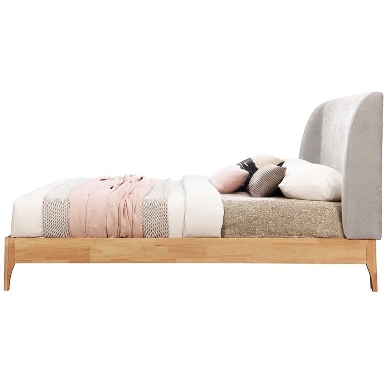 Bowery Hill Contemporary Soft Grey Fabric Full Fully Slatted Bed
