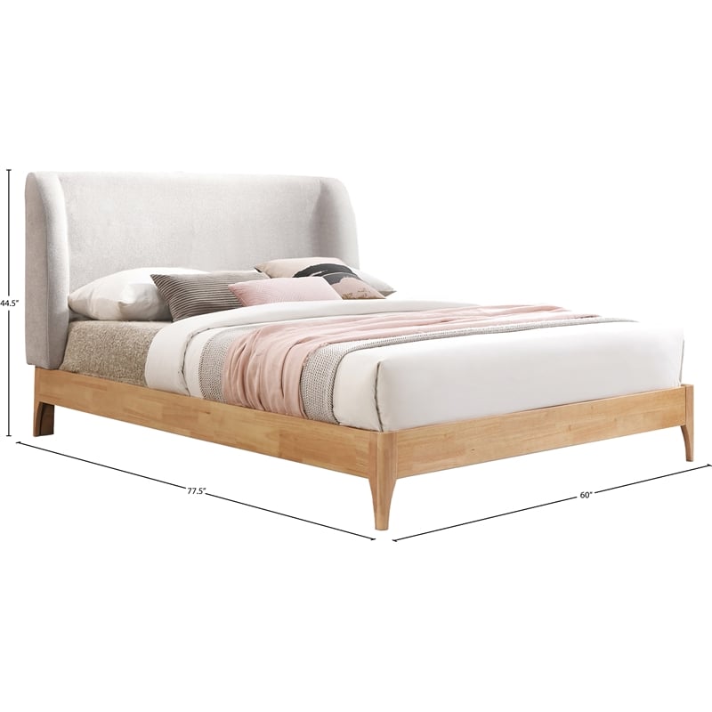 Bowery Hill Contemporary Soft Grey Fabric Full Fully Slatted Bed