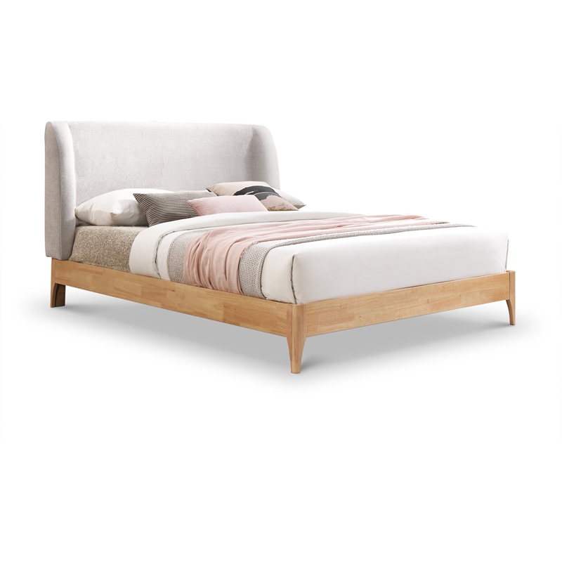 Bowery Hill Contemporary Soft Grey Fabric Full Fully Slatted Bed