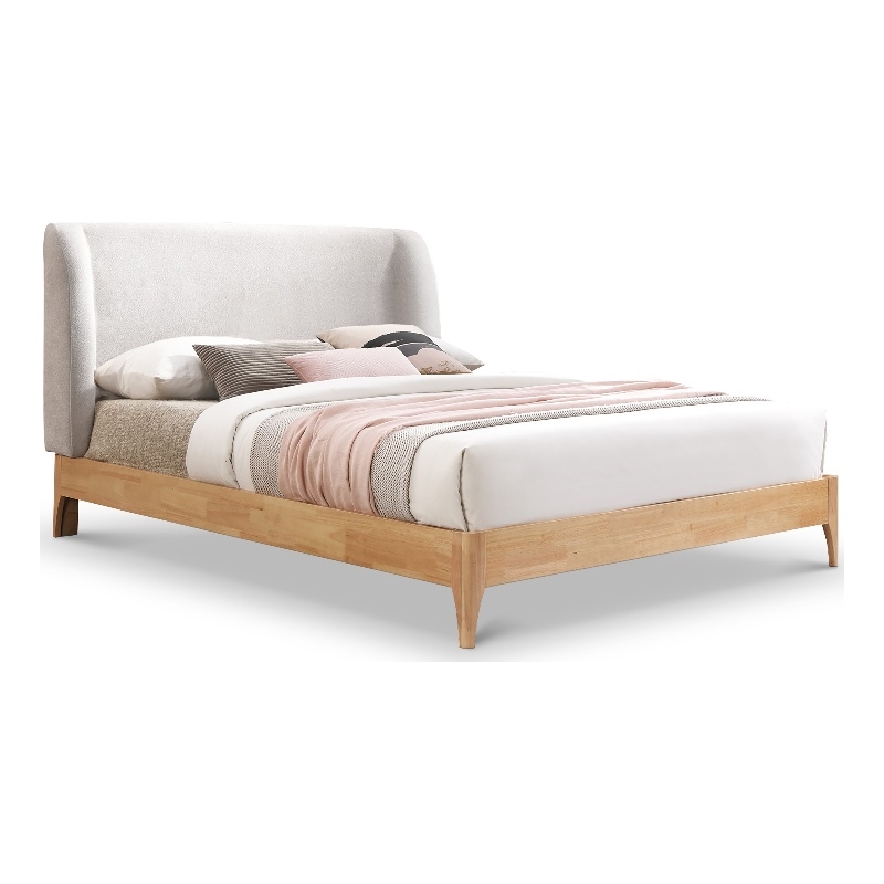 Bowery Hill Contemporary Soft Grey Fabric Full Fully Slatted Bed