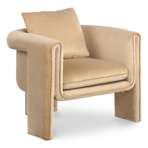 Bowery Hill Contemporary Soft Camel Velvet Accent Chair with Curved Arms