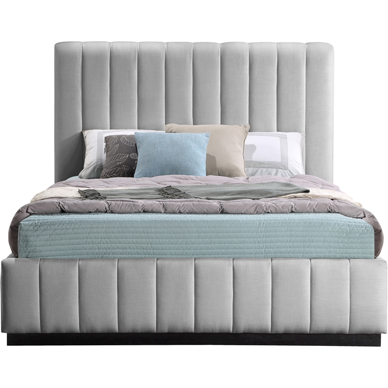 Bowery Hill Contemporary Grey Linen Textured Fabric Full Bed