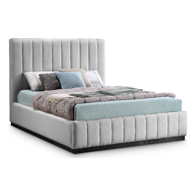 Bowery Hill Contemporary Grey Linen Textured Fabric Full Bed