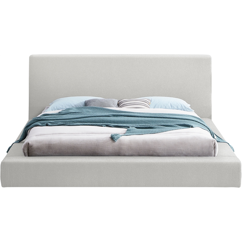 Bowery Hill Contemporary Rich Cream Boucle Durable Fabric Full Bed