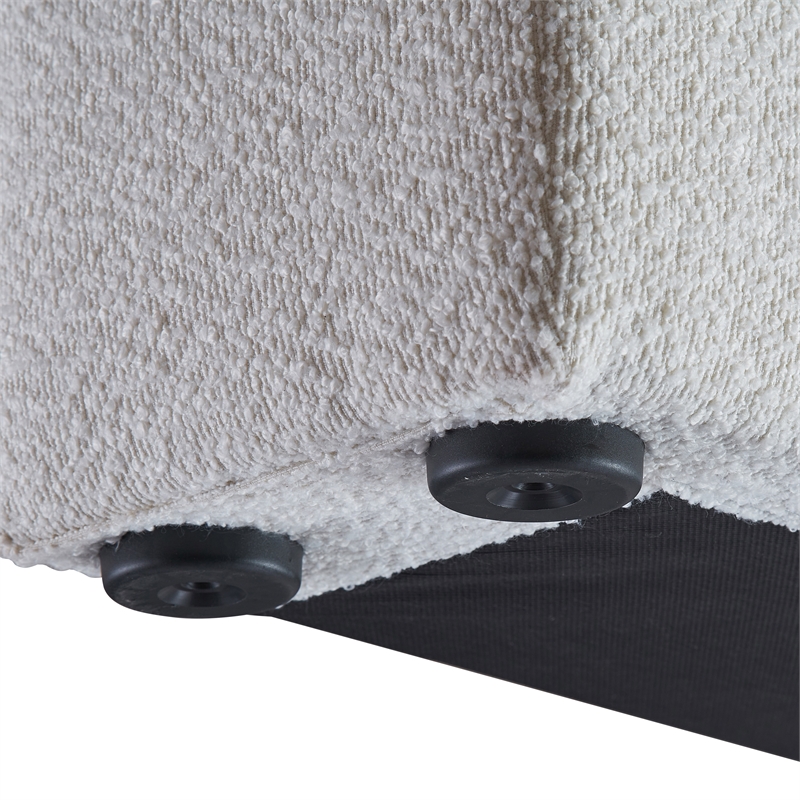 Bowery Hill Contemporary Rich Cream Boucle Durable Fabric Full Bed