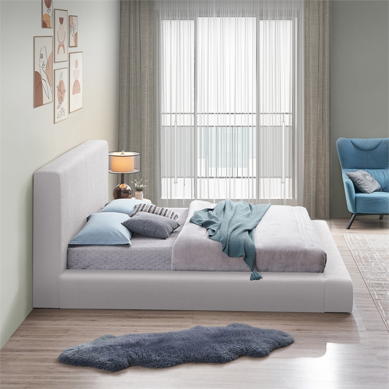 Bowery Hill Contemporary Rich Cream Boucle Durable Fabric Full Bed