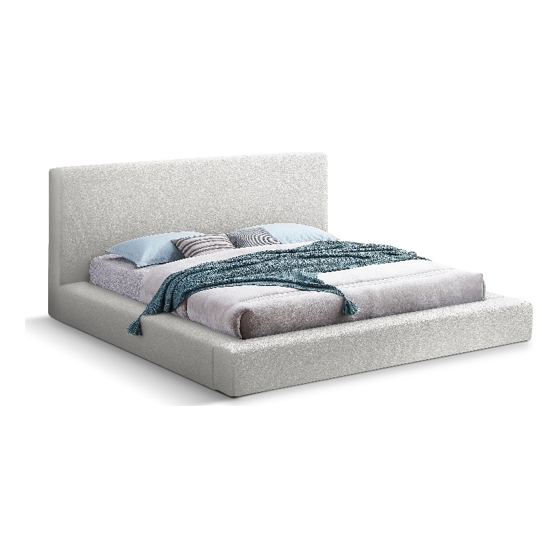 Bowery Hill Contemporary Rich Cream Boucle Durable Fabric Full Bed