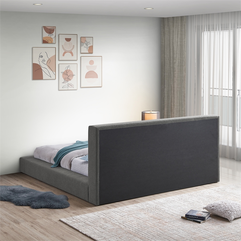 Bowery Hill Contemporary Rich Grey Boucle Durable Fabric Full Bed