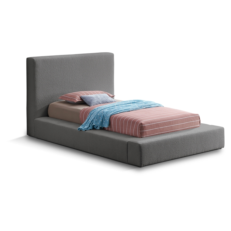 Bowery Hill Contemporary Rich Grey Boucle Durable Fabric Twin Bed