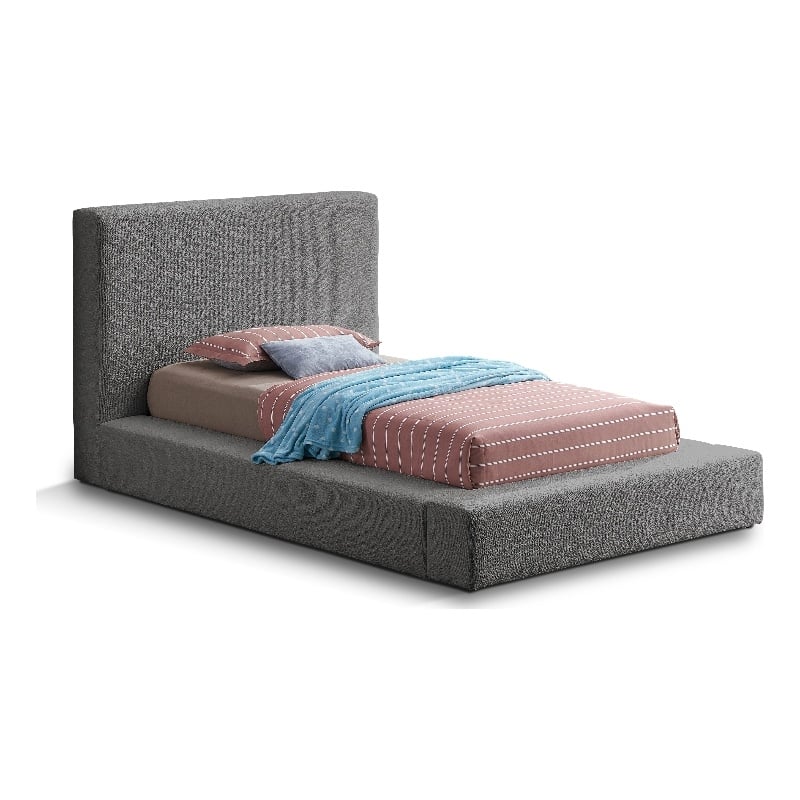 Bowery Hill Contemporary Rich Grey Boucle Durable Fabric Twin Bed