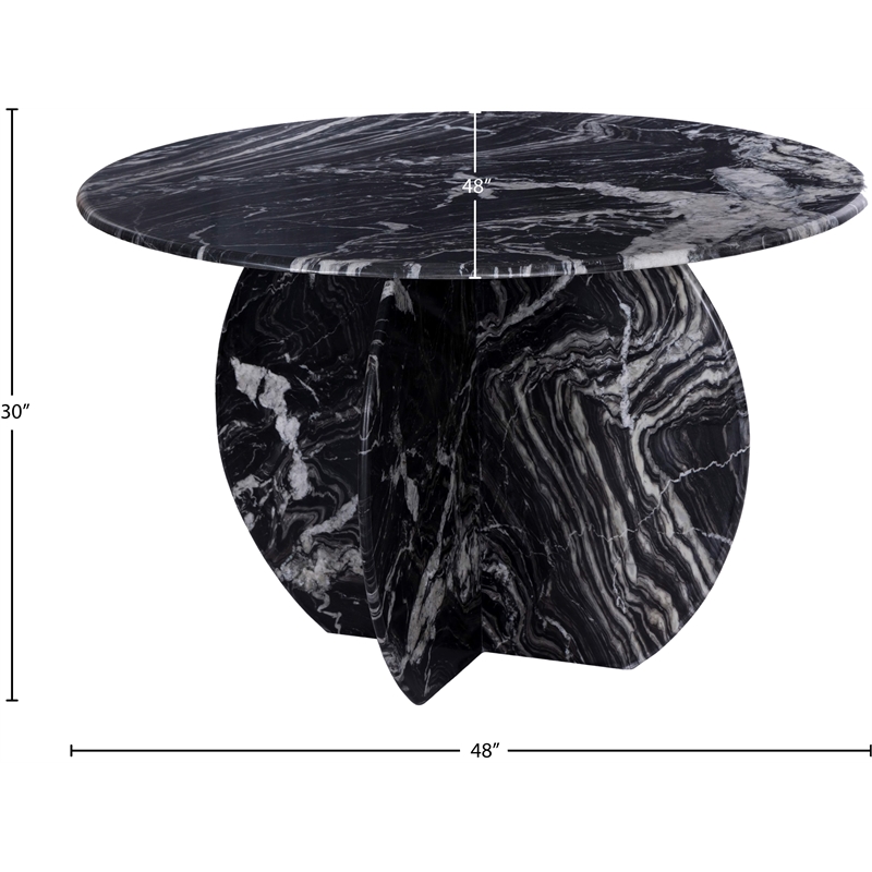 Bowery Hill Contemporary Handcrafted Genuine Marble Black Dining Table