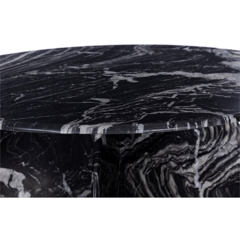 Bowery Hill Contemporary Handcrafted Genuine Marble Black Dining Table