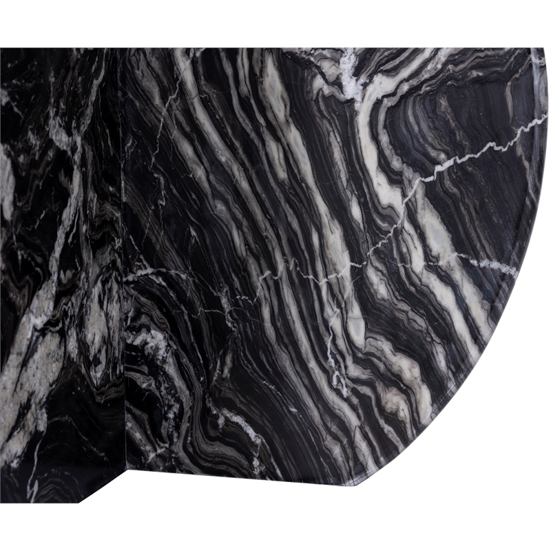 Bowery Hill Contemporary Handcrafted Genuine Marble Black Dining Table