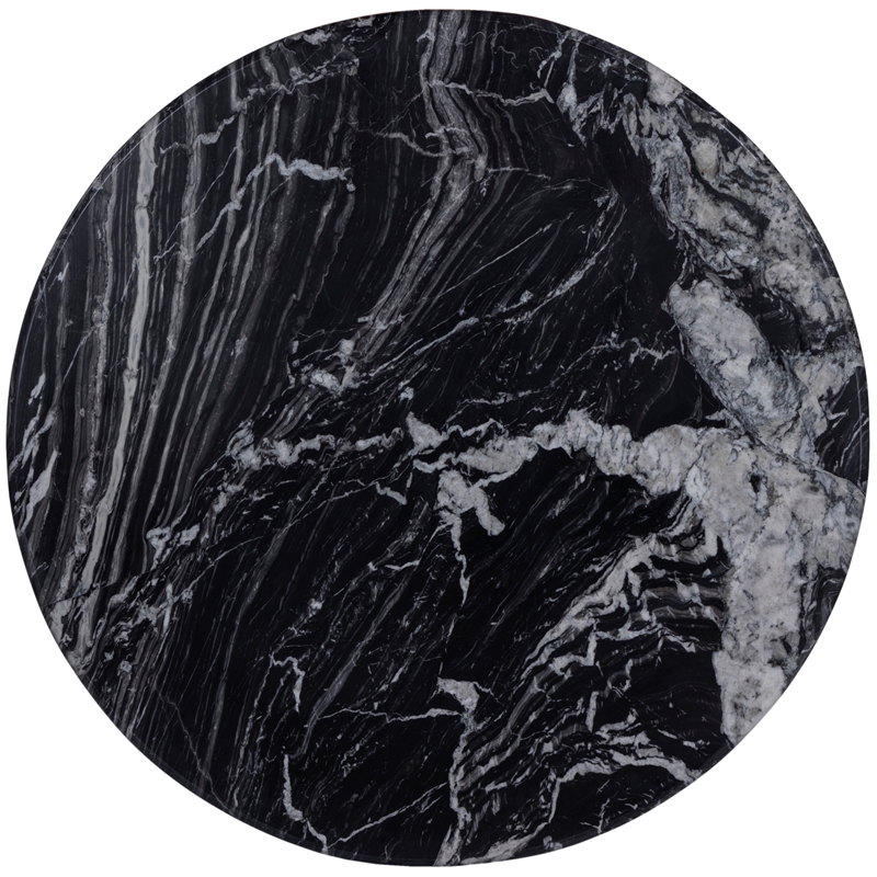 Bowery Hill Contemporary Handcrafted Genuine Marble Black Dining Table