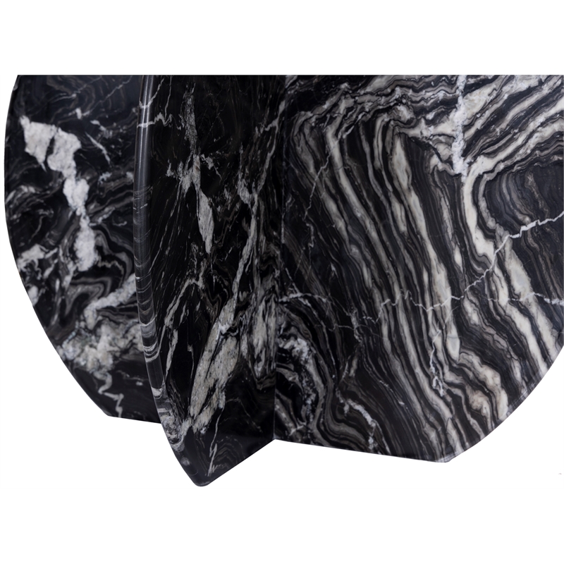 Bowery Hill Contemporary Handcrafted Genuine Marble Black Dining Table