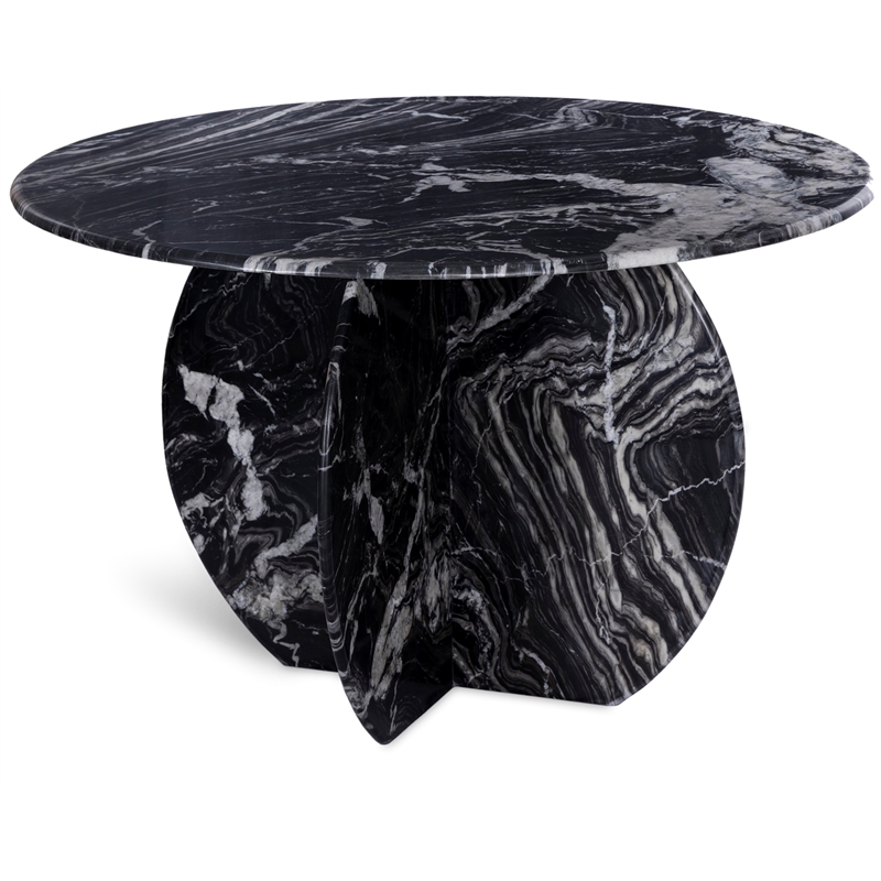 Bowery Hill Contemporary Handcrafted Genuine Marble Black Dining Table