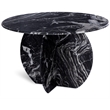 Bowery Hill Contemporary Handcrafted Genuine Marble Black Dining Table