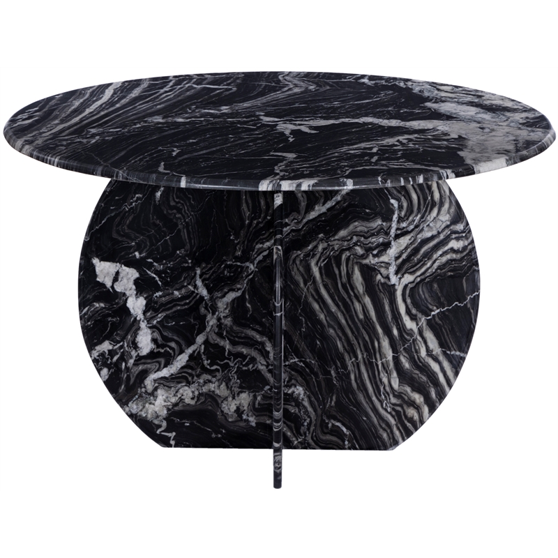 Bowery Hill Contemporary Handcrafted Genuine Marble Black Dining Table