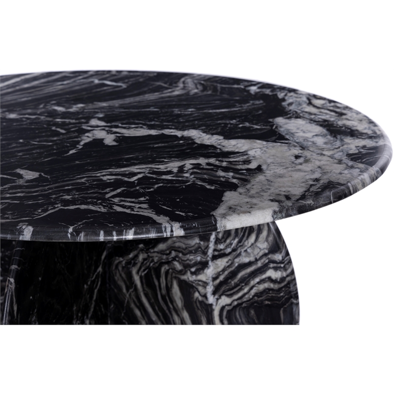 Bowery Hill Contemporary Handcrafted Genuine Marble Black Dining Table