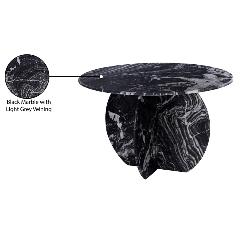 Bowery Hill Contemporary Handcrafted Genuine Marble Black Dining Table