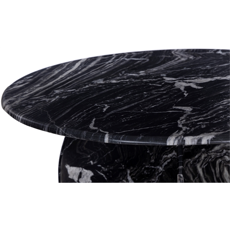 Bowery Hill Contemporary Handcrafted Genuine Marble Black Dining Table