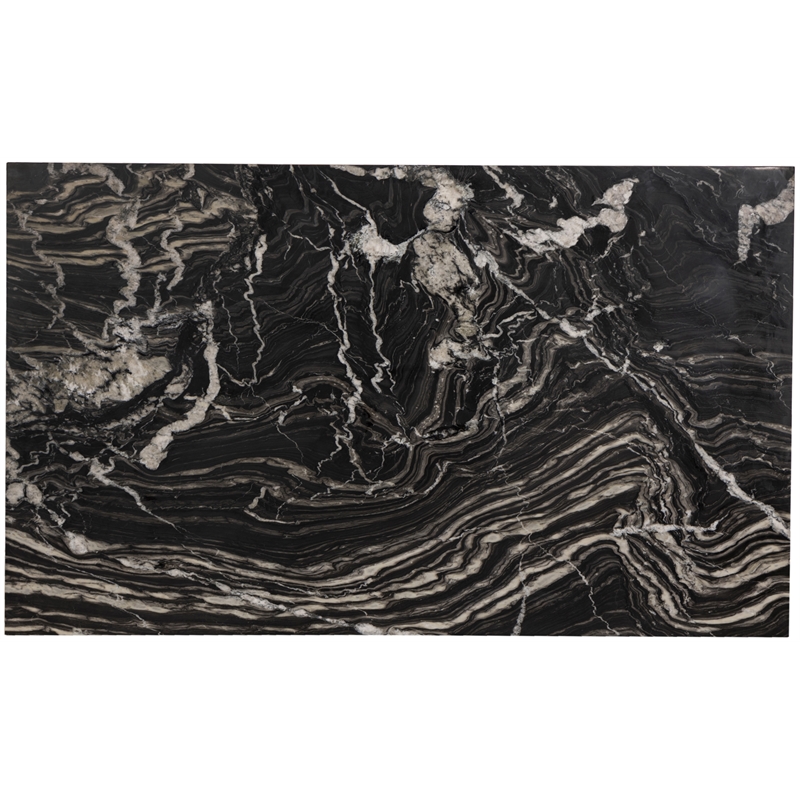 Bowery Hill Contemporary Handcrafted Genuine Marble Black Dining Table