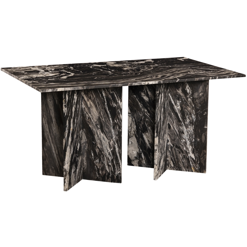 Bowery Hill Contemporary Handcrafted Genuine Marble Black Dining Table