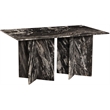 Bowery Hill Contemporary Handcrafted Genuine Marble Black Dining Table