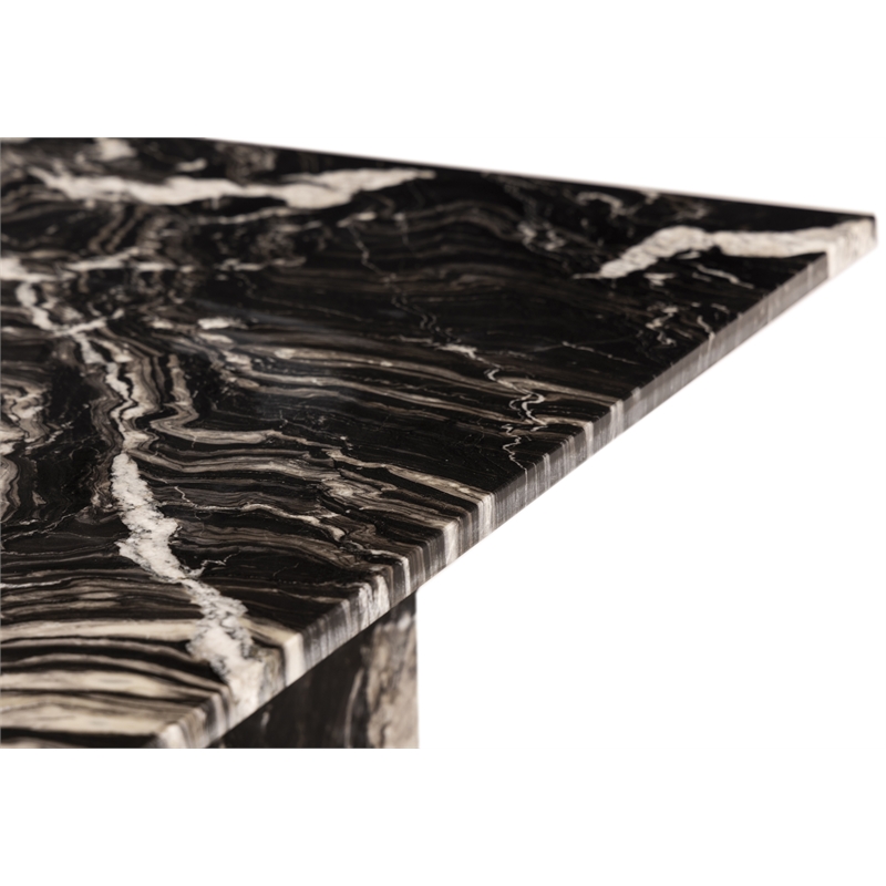 Bowery Hill Contemporary Handcrafted Genuine Marble Black Dining Table