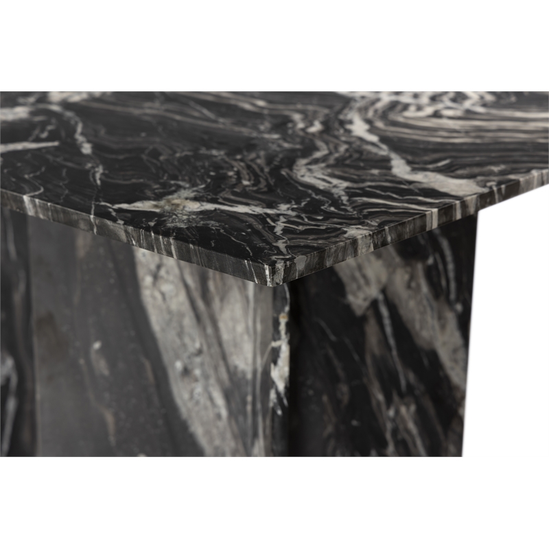 Bowery Hill Contemporary Handcrafted Genuine Marble Black Dining Table