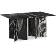 Bowery Hill Contemporary Handcrafted Genuine Marble Black Dining Table