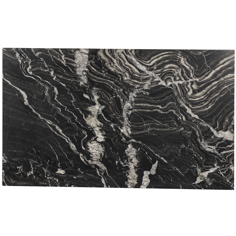 Bowery Hill Contemporary Handcrafted Genuine Marble Black Dining Table