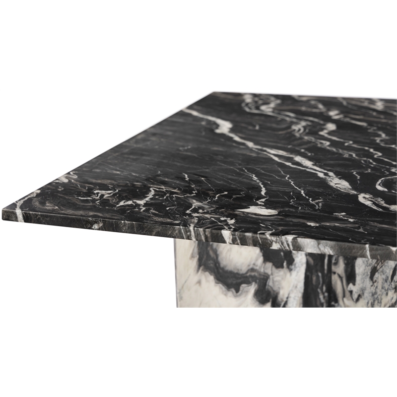 Bowery Hill Contemporary Handcrafted Genuine Marble Black Dining Table