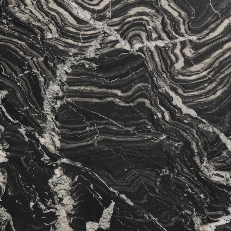 Bowery Hill Contemporary Handcrafted Genuine Marble Black Dining Table