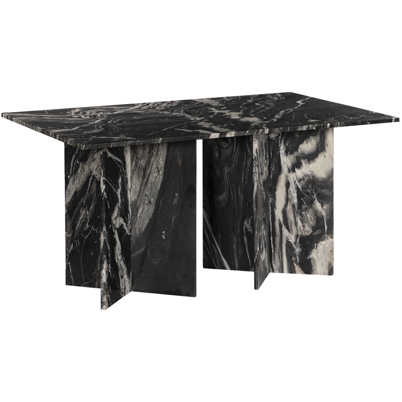 Bowery Hill Contemporary Handcrafted Genuine Marble Black Dining Table
