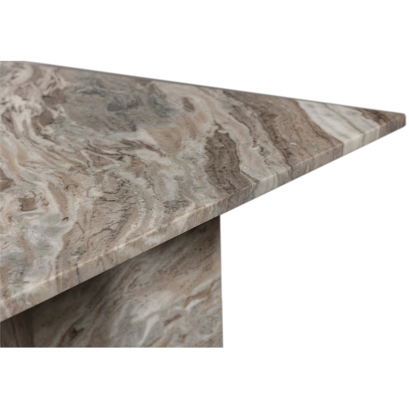 Bowery Hill Contemporary Handcrafted Genuine Marble Brown Dining Table
