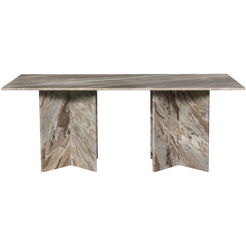 Bowery Hill Contemporary Handcrafted Genuine Marble Brown Dining Table