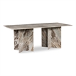 Bowery Hill Contemporary Handcrafted Genuine Marble Brown Dining Table