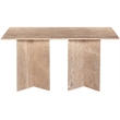 Bowery Hill Contemporary Handcrafted Genuine Travertine Beige Dining Table