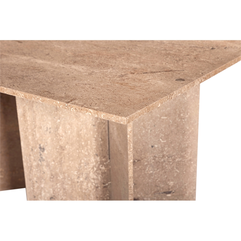 Bowery Hill Contemporary Handcrafted Genuine Travertine Beige Dining Table