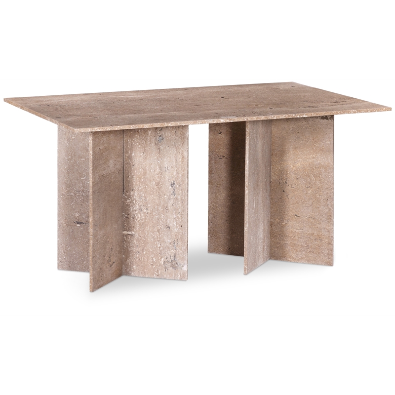 Bowery Hill Contemporary Handcrafted Genuine Travertine Beige Dining Table