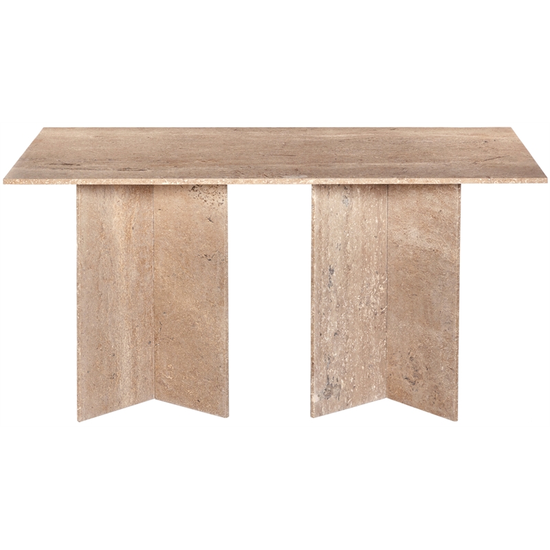 Bowery Hill Contemporary Handcrafted Genuine Travertine Beige Dining Table