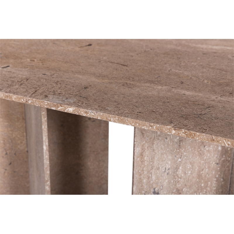 Bowery Hill Contemporary Handcrafted Genuine Travertine Beige Dining Table