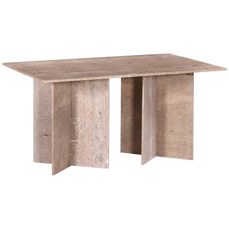 Bowery Hill Contemporary Handcrafted Genuine Travertine Beige Dining Table